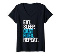 Women's Fly Fisher Eat Sleep Routine V-Neck T-Shirt