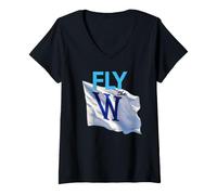 Women's Fly The W Winning Flag, North Side V-Neck T-Shirt