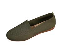 Women's Fly Weaving Large Size Low Heel Flat Shoes Women's Foreign Trade Fly Weaving Mesh Flat Mouth Lazy Casual Shoes, Army Green, 7 UK