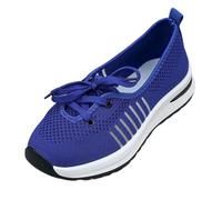 Women's Fly Weaving Middle Elderly Weaving Mesh One Footsteps Lightweight Non Slip Comfortable Walking Breathable Shoes 171 Blue