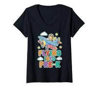 Women's Flying Into Pre K Airplane Pilot School Graphic V-Neck T-Shirt