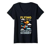 Womens Flying is just Walking but with Way Better Scenery V-Neck T-Shirt