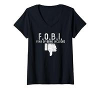 Womens FOBI Definition | Fear of Being Included | Cynicism V-Neck T-Shirt