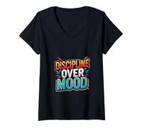 Women's Focused Discipline Mindset Retro Motivation Design V-Neck T-Shirt
