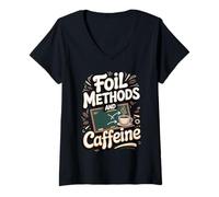 Women's FOIL Methods and Caffeine Algebra Teacher V-Neck T-Shirt
