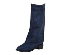 Womens Fold Over Shark Boots Ladies Wedge Footwear Female Shark Lock Shoes