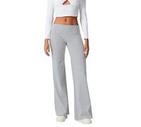 Womens Fold Over Waist Trousers Wide Leg Loose Solid Color Low Rise Pants | Y2k Studded Bootcut Sweatpants Solid Color Slim Fit Bell Bottom Pants