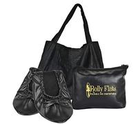 Women's Foldable Flats - Portable Ballet Slippers Shoes for Travel, Wedding - Fits in Purse with Expandable Tote Bag (M, Black)