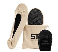 Women's Foldable Portable Travel Ballet Flat Roll Up Slipper Shoes, Nude, XXL