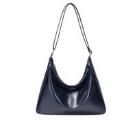 Women's foldable vegan leather Hobo bag, multi-directional sloping shoulder wallet and tote bag, large capacity handbag, Blue