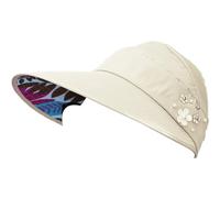 Womens Folding Sun Visors Cap Ladies Wide Brim Anti-UV Golf Tennis Cap Girls Floppy Beach Packable Visor (Beige)