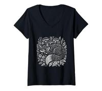 Womens Folk Art Fox Woodland Nature Lover Wild Animal Fans V-Neck T-Shirt