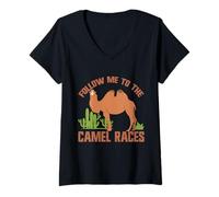 Women's Follow Me to the Camel Races Camel V-Neck T-Shirt