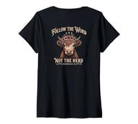 Women's Follow The Word Not The Herd Christian Bible Verse Scripture V-Neck T-Shirt