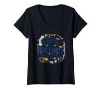 Women's Follow Your Dreams They Know The Way Motivational Doodle V-Neck T-Shirt