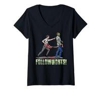 Womens Follow Your Guts - A Dead Man Walking Behind Zombie V-Neck T-Shirt