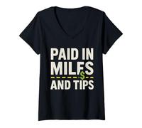 Womens Food Delivery Driver Gig Hustle Rider Courier Rainy Day V-Neck T-Shirt