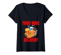 Women's Food Dude Delivery Dashing Dasher Bringing Out the Eats V-Neck T-Shirt