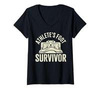 Womens Foot Fungus Brave Athlete's Foot Survivor V-Neck T-Shirt