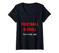 Womens Football and Chill (but mostly yell) V-Neck T-Shirt