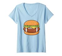 Womens Football Fast Food Cartoon Humor V-Neck T-Shirt