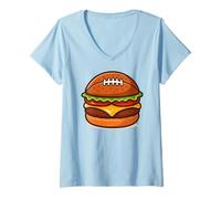 Womens Football Fast Food Cartoon Humor V-Neck T-Shirt