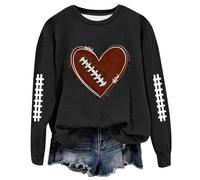 Women's Football Gameday Game Day Sweatshirts Athletic Long Sleeve Football Lover Football Season Sweaters Graphic Crewneck Letter Football Mom Goth Outfits Y2K Gameday Football Thin Black