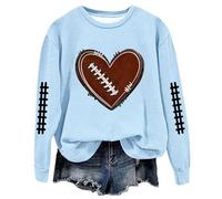 Women's Football Gameday Game Day Sweatshirts Athletic Long Sleeve Football Lover Football Season Sweaters Graphic Crewneck Letter Football Mom Goth Outfits Y2K Gameday Football Thin Light Blue