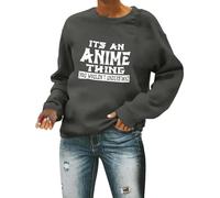 Women's Football Lover It's An Anime Thing You Wouldn'T Understand Pullover Sweatshirts for Women Graphic Football Mom Baseball Y2K Gameday Football Season Football Gameday Game Day Dark Gray