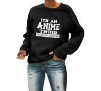 Women's Football Lover It's An Anime Thing You Wouldn'T Understand Pullover Sweatshirts for Women Graphic Football Mom Baseball Y2K Gameday Football Season Football Gameday Game Day Black