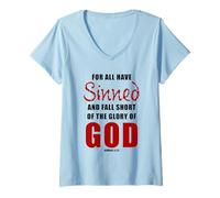 Womens For All Have Sinned - Romans 3:23 KJV Christian Gospel V-Neck T-Shirt