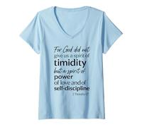 Womens for God Did Not Give Us A Spirit of Timidity 2 Timothy 1:7 V-Neck T-Shirt