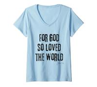 Womens for God So Loved The World John 3:16 Bible Faith Salvation V-Neck T-Shirt