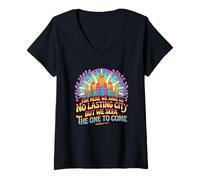 Womens for Here We Have No Lasting City Faith V-Neck T-Shirt