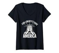 Womens For Liberty's Sake WTF America Disappointed Miss Liberty V-Neck T-Shirt