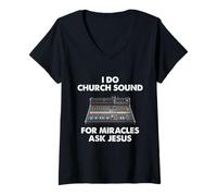Women's for Miracles Ask Jesus Inspirational Church Sounds Gear V-Neck T-Shirt