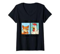 Womens for Sake F-Caw-F Already Fox Chicken Meme Humor V-Neck T-Shirt