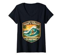 Women's for Some Theres Therapy for The Rest There is Surfing Surfer V-Neck T-Shirt