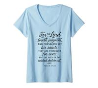 Womens for The Lord Loveth Judgment Psalm 37:28 Bible Scripture God V-Neck T-Shirt