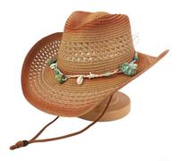 Women's for western Straw Hat Wide Brim Foldable Papyrus Beach Sun Hat