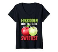 Womens Forbidden Fruit Tastes the Sweetest Apple V-Neck T-Shirt