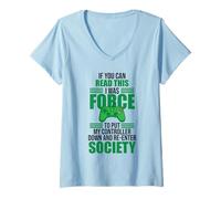 Women's Forced to Put Controller Down Re-Enter Society Gamer V-Neck T-Shirt