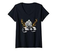 Women's Forced Viking Doing Weights at The Gym V-Neck T-Shirt