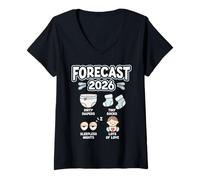 Womens Forecast 2026 - Funny Baby Announcement Future Parents V-Neck T-Shirt