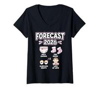 Womens Forecast 2026 - Funny Baby Announcement Future Parents V-Neck T-Shirt