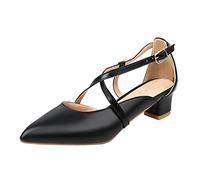 Women's Foreign Trade Large Spring PU Buckle Low Heel Hollow Back Sandals