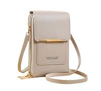 Women's Foreign Trade Multifunctional Single Shoulder Touchscreen Phone Wallet PU Leather Crossbody Bag Small Shoulder Bag (Grey, One Size)
