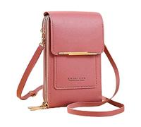 Women's Foreign Trade Multifunctional Single Shoulder Touchscreen Phone Wallet PU Leather Crossbody Bag Small Shoulder Bag (Watermelon Red, One Size)