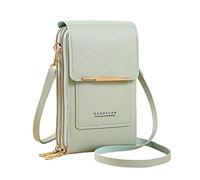 Women's Foreign Trade Multifunctional Single Shoulder Touchscreen Phone Wallet PU Leather Crossbody Bag over The Shoulder Bags for Women (Green, One Size)