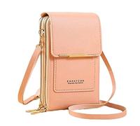 Women's Foreign Trade Multifunctional Single Shoulder Touchscreen Phone Wallet PU Leather Crossbody Bag over The Shoulder Bags for Men (Pink, One Size)